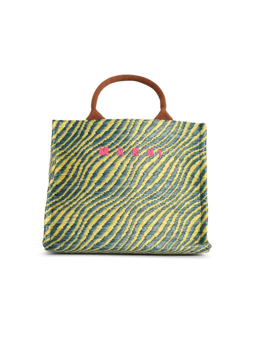 Marni Small 'Tote' Bag In Multicolor Natural Raffia Effect Fabric