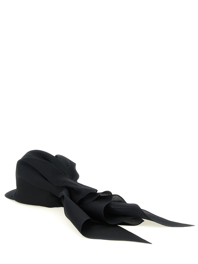 Balenciaga Sculptural Black Silk Cap With Structured Visor