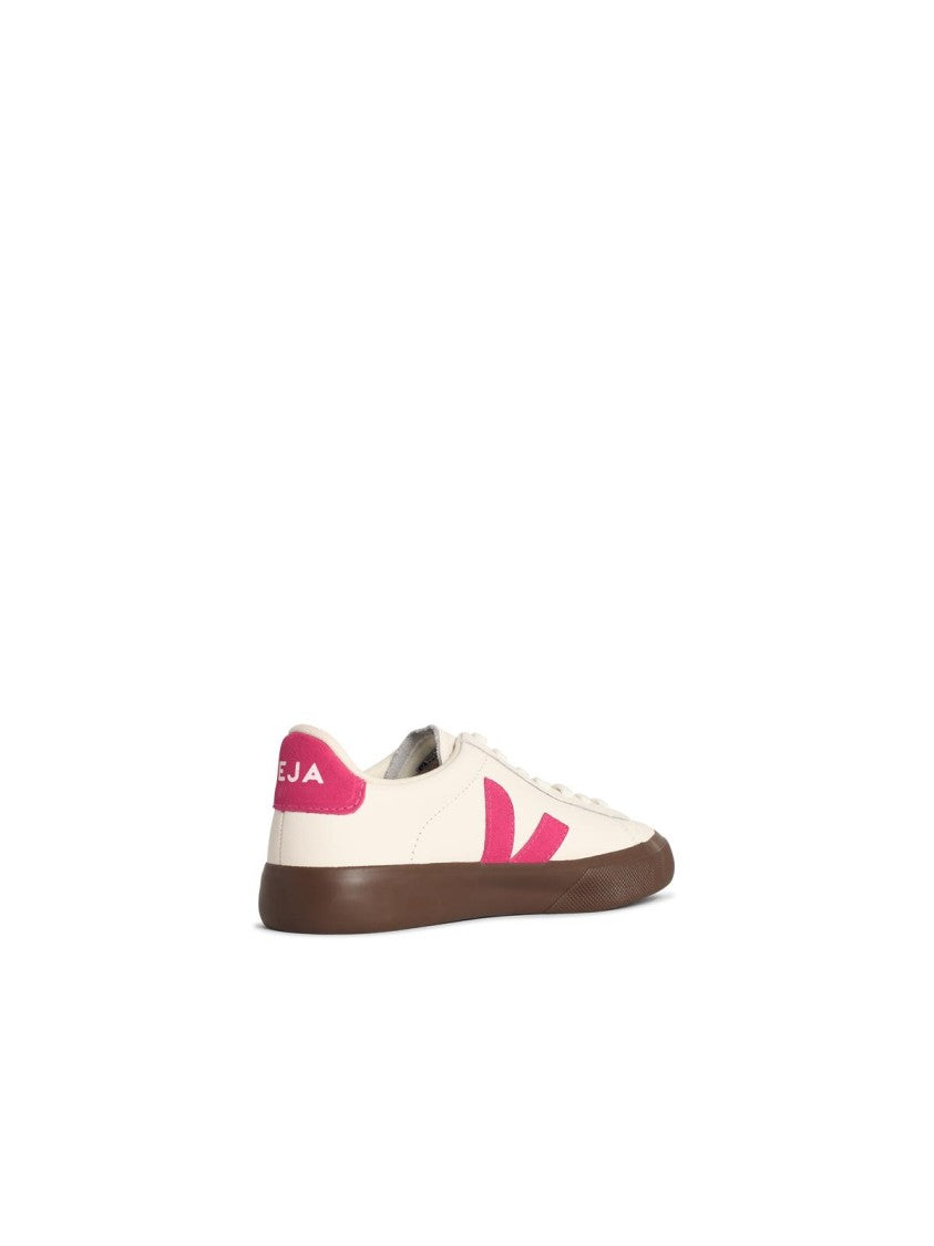 Veja Campo White And Fuchsia Leather Sneakers