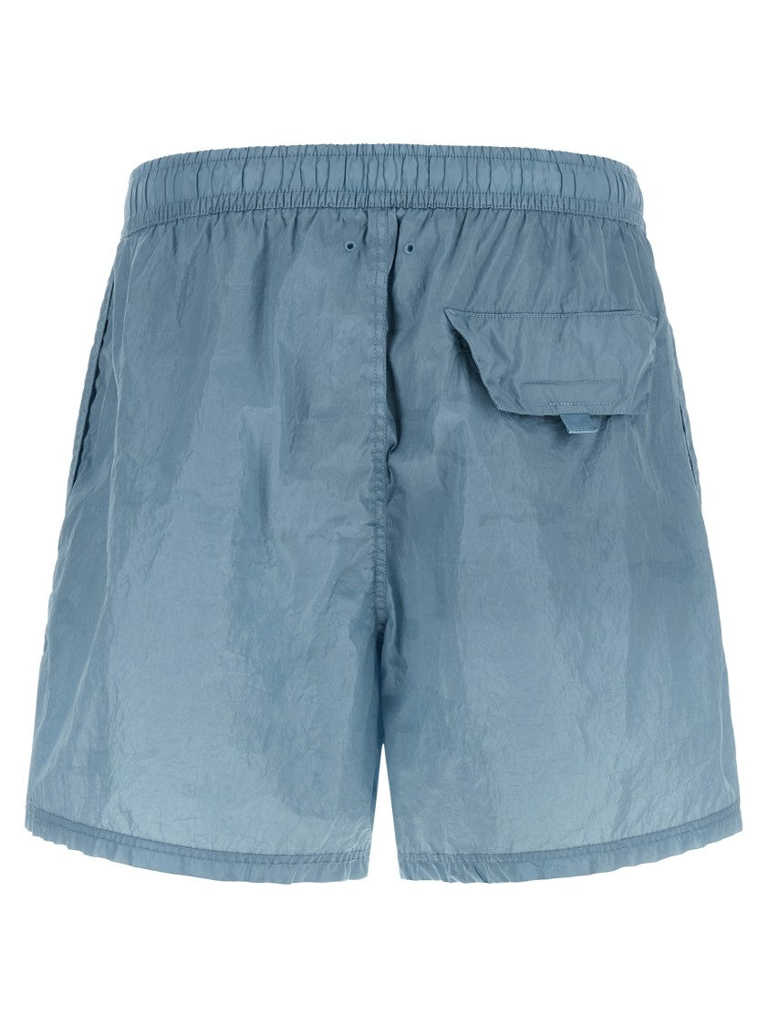 Stone Island Logo-Print Swim Shorts With Elastic Drawstring Waist And Mesh Briefs
