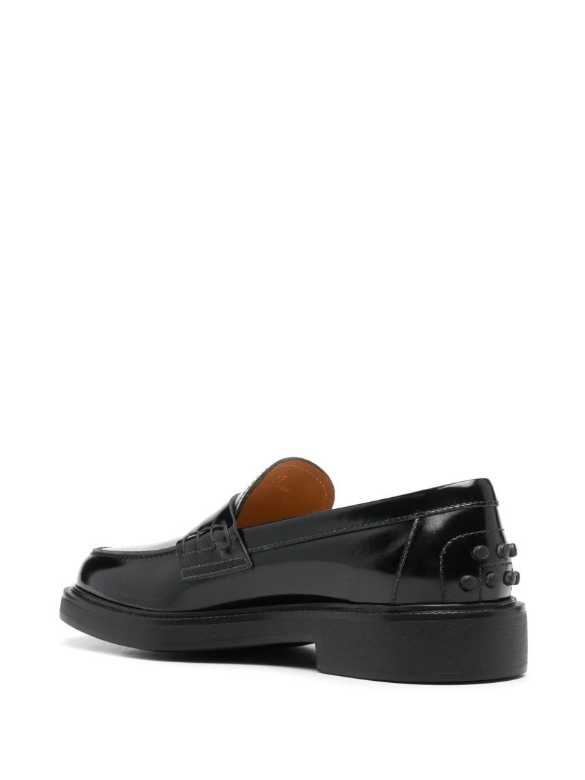 Tod's Polished Leather Moccasin With Classic Penny Strap