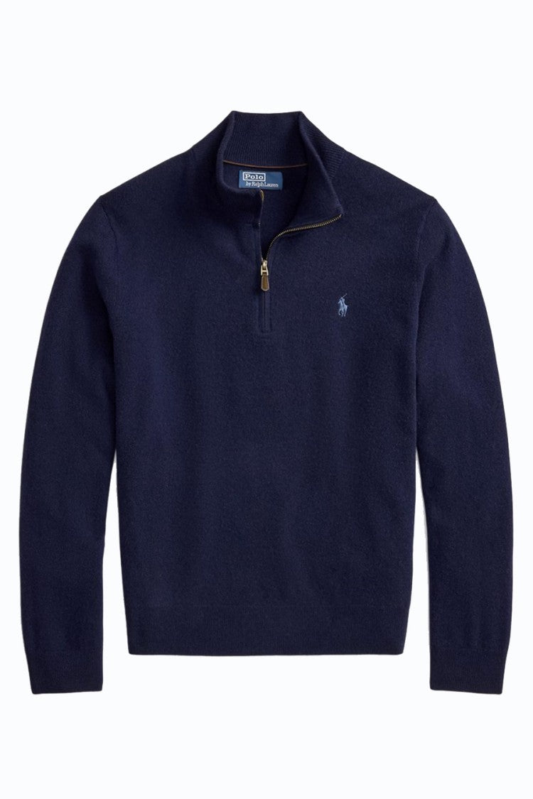 Polo Ralph Lauren Navy Quarter-Zip Stand-Collar Sweater