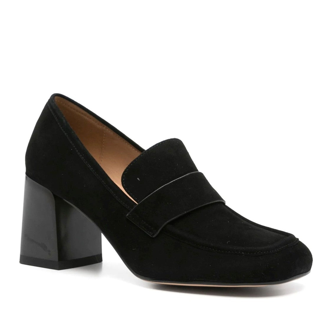 Sergio Moretti Black Mid-Height Block Heel Suede Classic Pumps