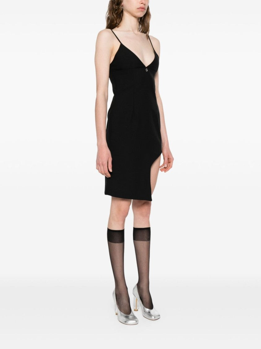 Coperni Black V-Neck Logo Plaque Dress