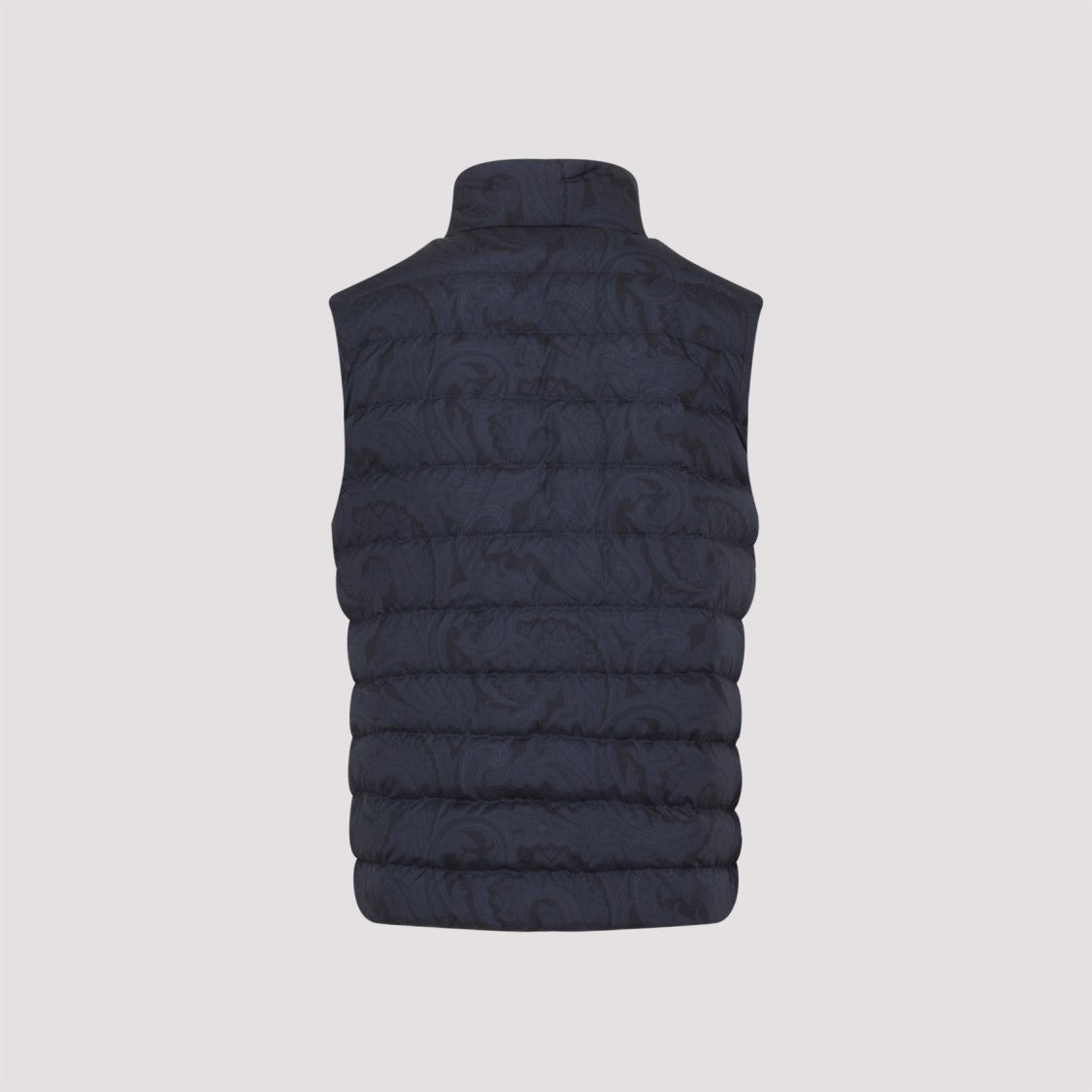 Etro Quilted Blue Waistcoat With High Collar