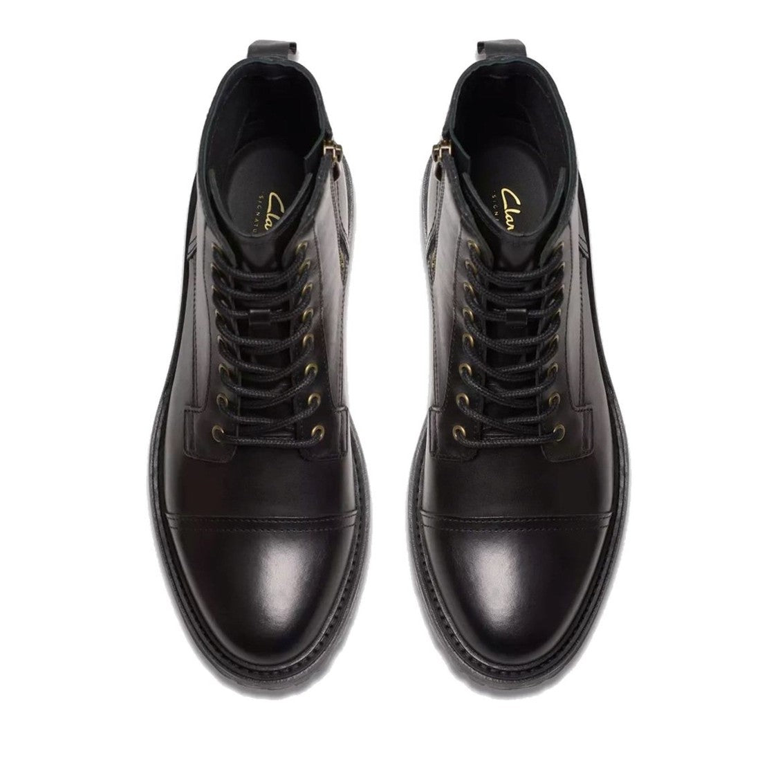 Clarks Clarkridge Black Lugged Sole Leather Ankle Boots