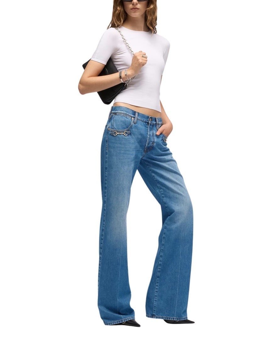 Gucci Blue Low-Rise Boot-Cut Denim Jeans