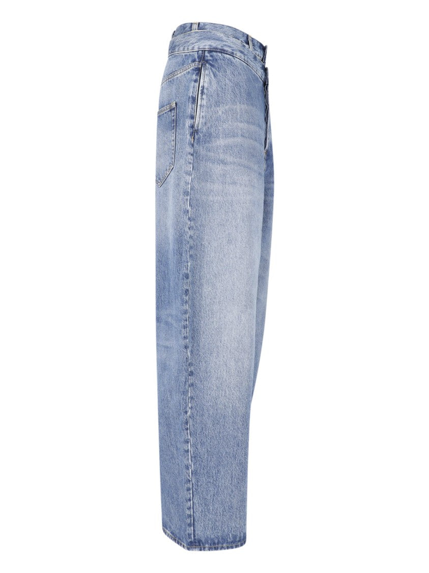 The Attico Relaxed Wide-Leg Cropped Jeans