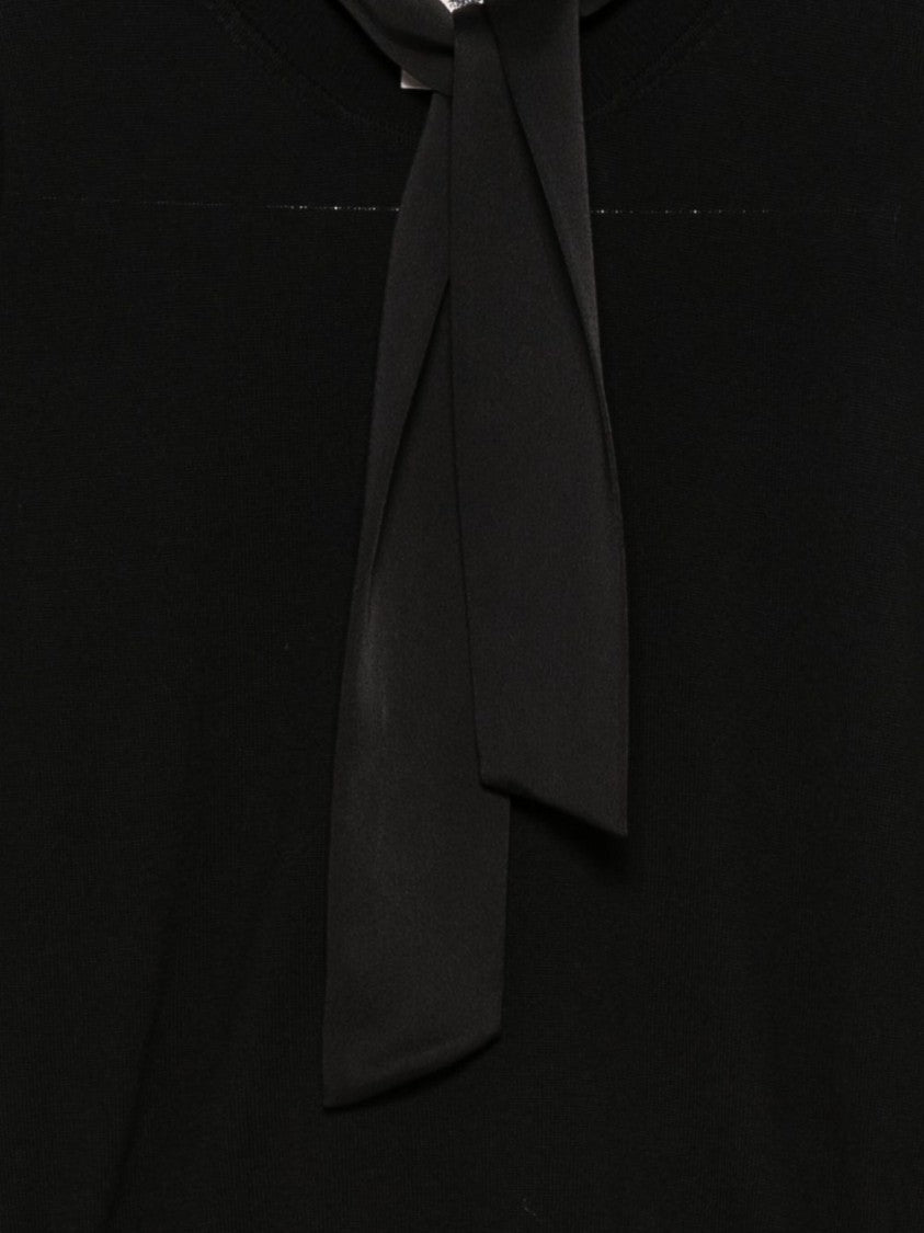 Semi Couture Relaxed Fit Black Sweater With Nektie Detail