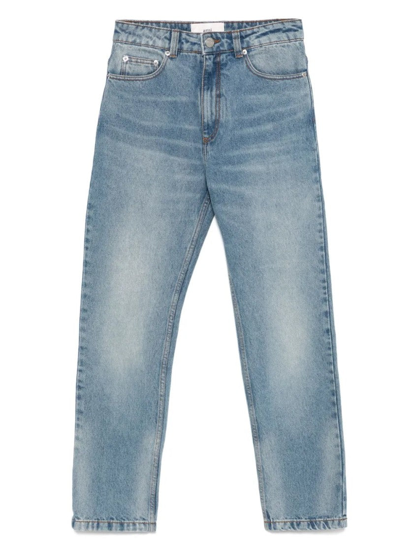 Ami Paris Straight-Cut Denim Jeans With Classic Five-Pocket Design