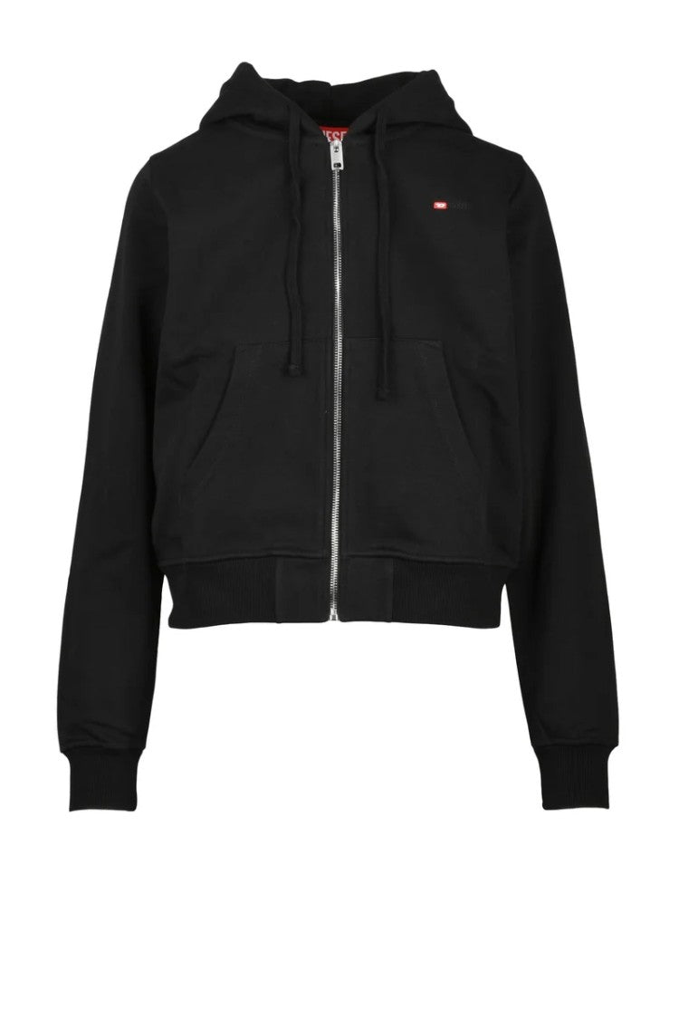 Diesel Black Cotton Polyester Women's Zip-Up Sweatshirt