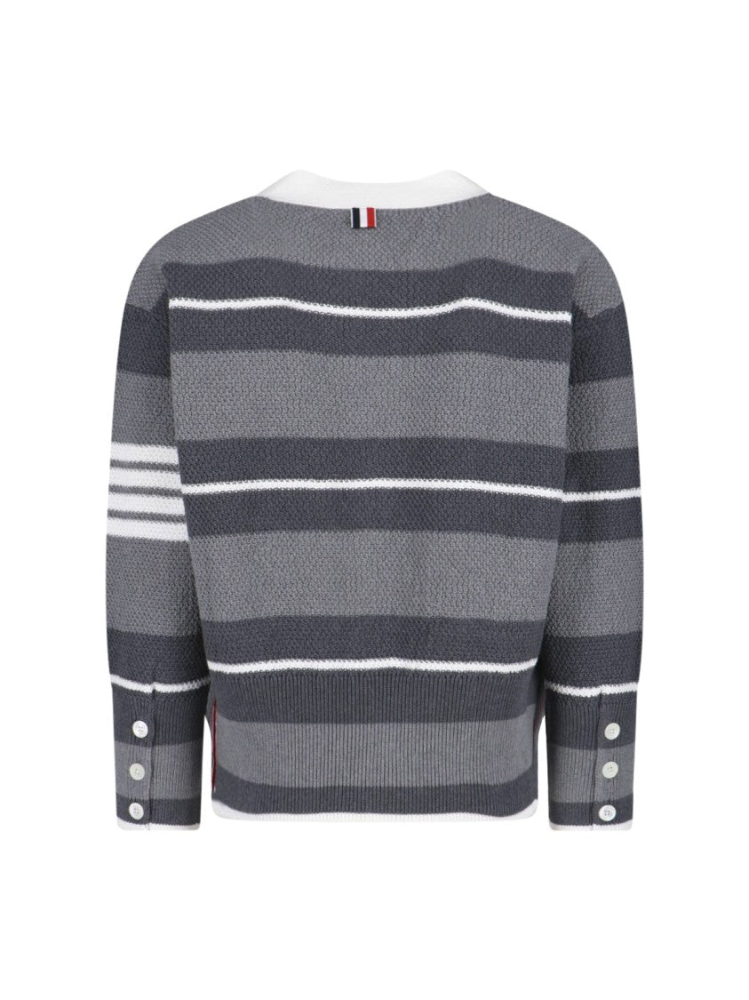 Thom Browne Striped Cardigan – Grey