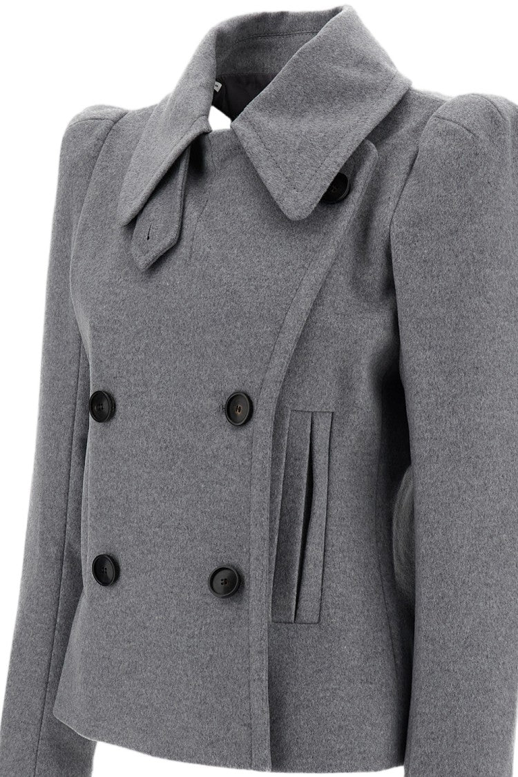 7 For All Mankind Double-Breasted High-Shoulder Wool Jacket