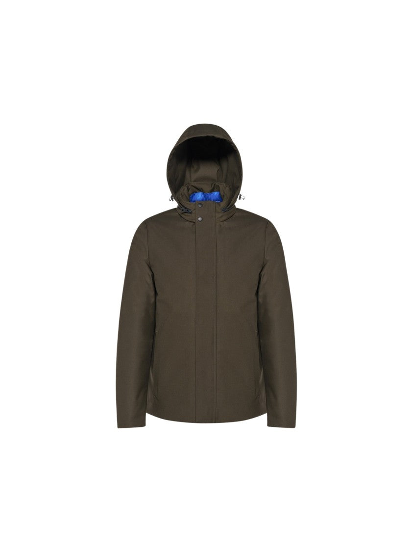Geox Recanati Dark Green Technical Flannel Hooded Jacket