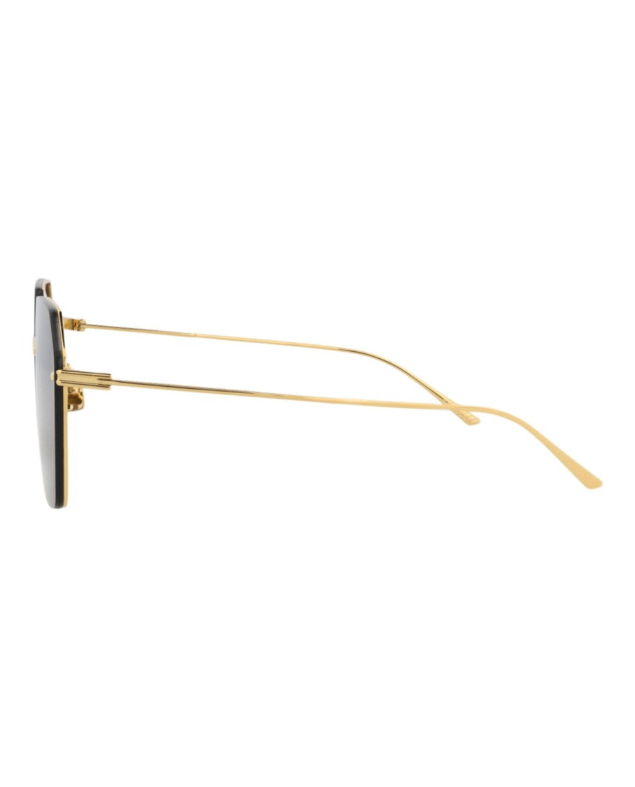 Bottega Veneta Aviator-Frame Metal Sunglasses With Geometric Lenses