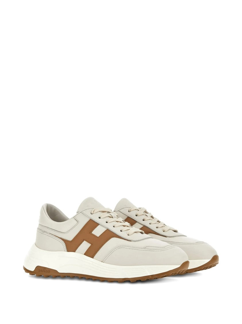 Hogan Beige Low-Top H Logo Cushioned Sneakers