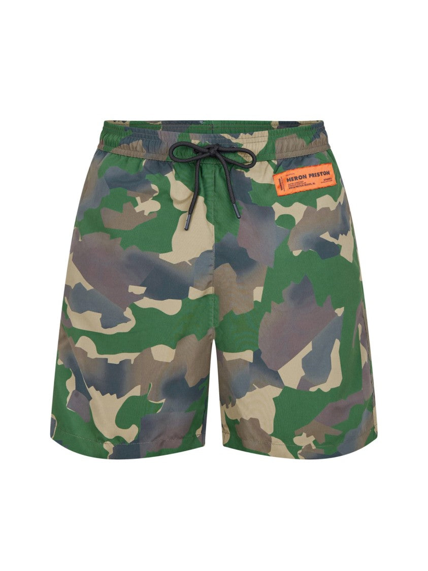 Heron Preston Camouflage Logo Patch Swim Shorts