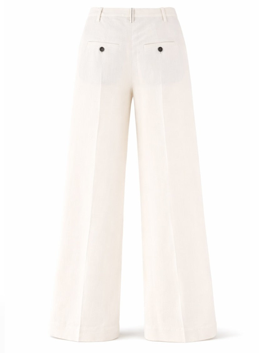 Brunello Cucinelli Tailored High-Waist Viscose-Linen Wide-Leg Pants