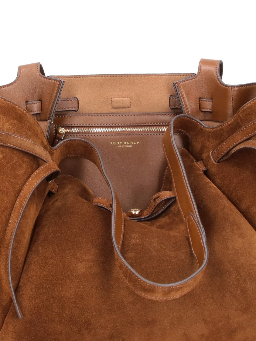 Tory Burch Brown Romy Suede Leather Tote Bag
