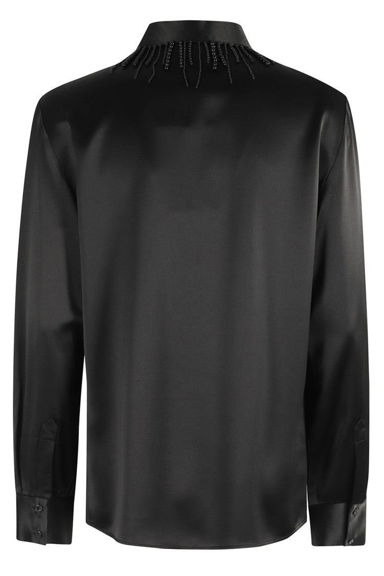 Isabelle Blanche Satin Shirt With Beaded Appliqués