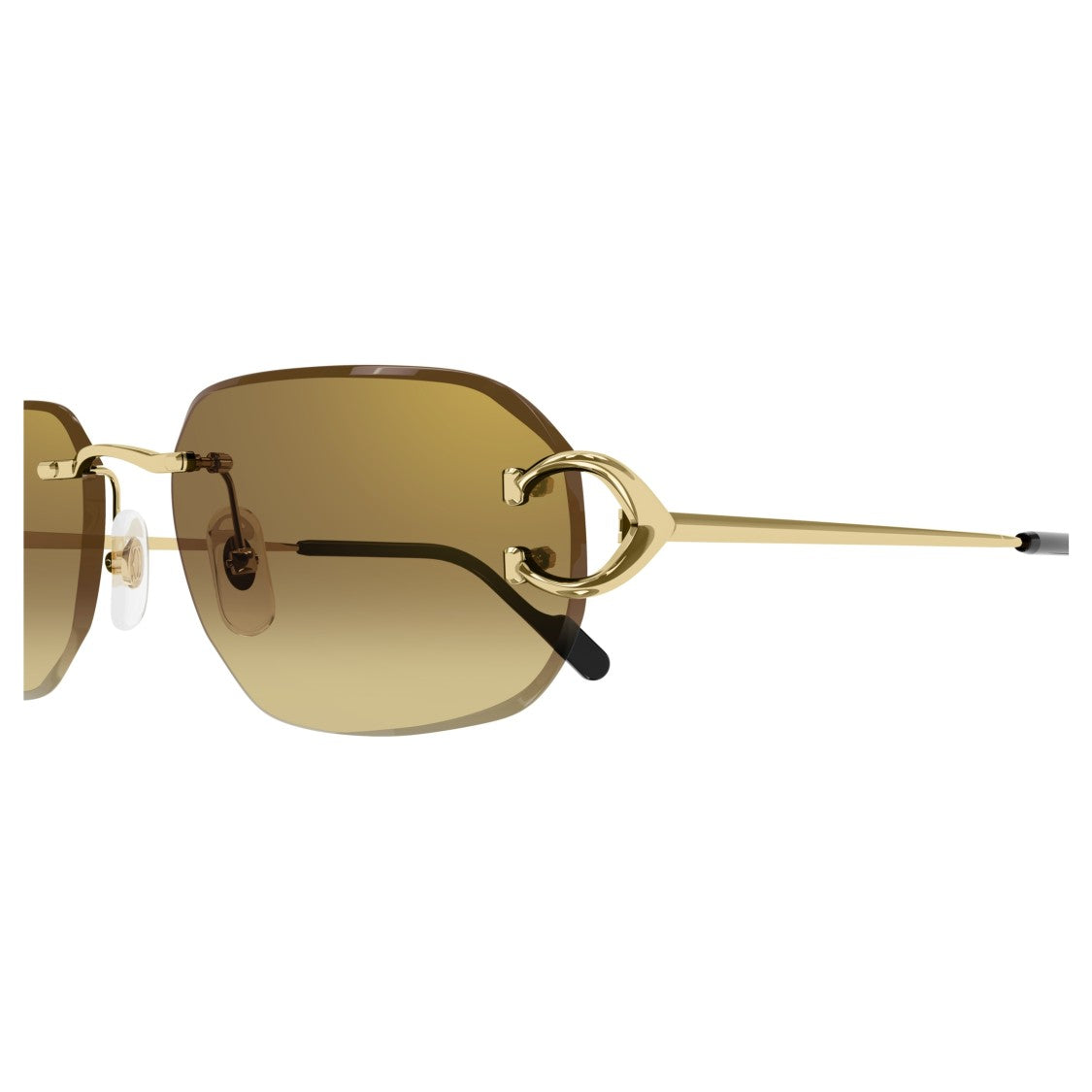 Cartier Rimless Sunglasses With Rectangular Brown Gradient Lenses