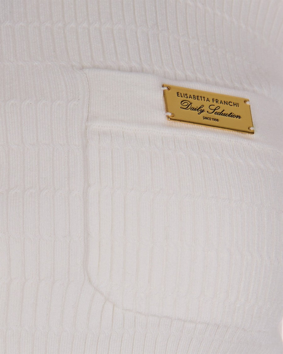 Elisabetta Franchi Fitted Ribbed Knit Top With Button Closure