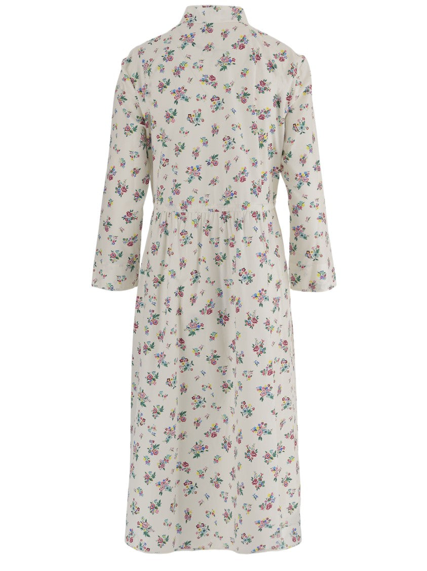 Tory Burch Floral Midi Dress With Long Sleeves