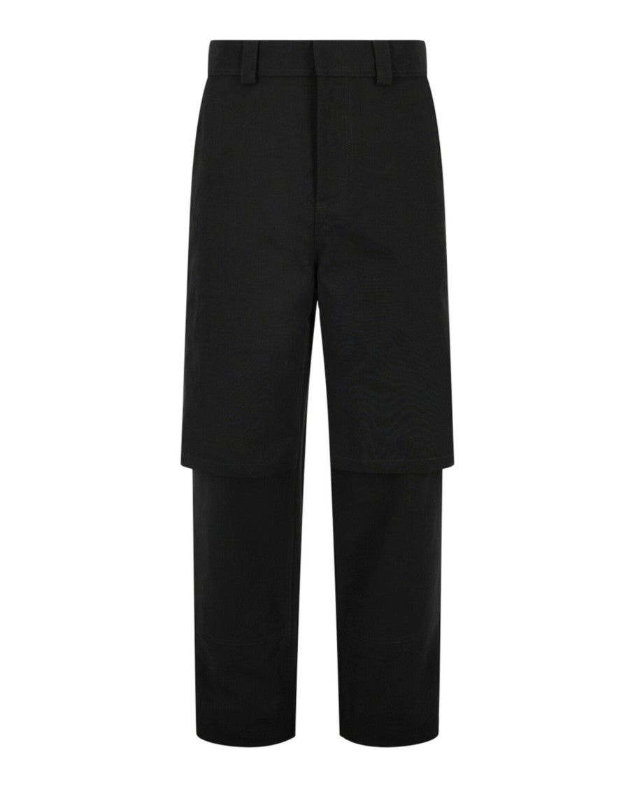 Off-White Double Layered Fabric Carpenter Pants With Relaxed Fit