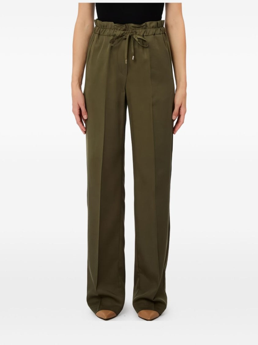 Liu Jo Green Drawstring Sleek Wide-Leg Pants