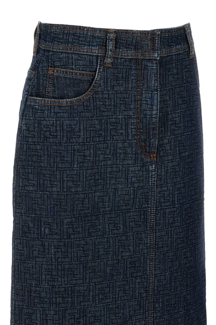 Fendi Ff Padded Denim Skirt