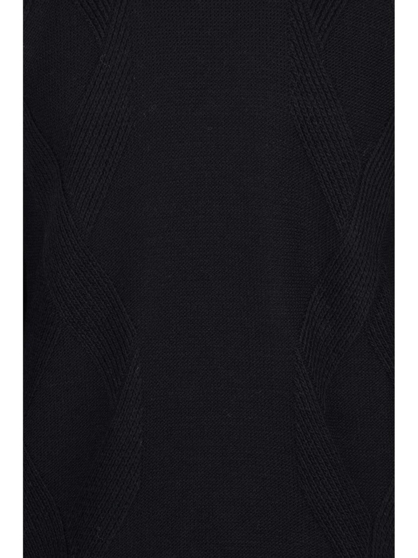 Daniele Alessandrini Textured Black Crew Neck Sweater In Acrylic And Wool Blend