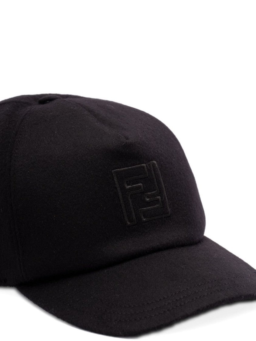 Fendi Structured Black Cap With Embossed Logo