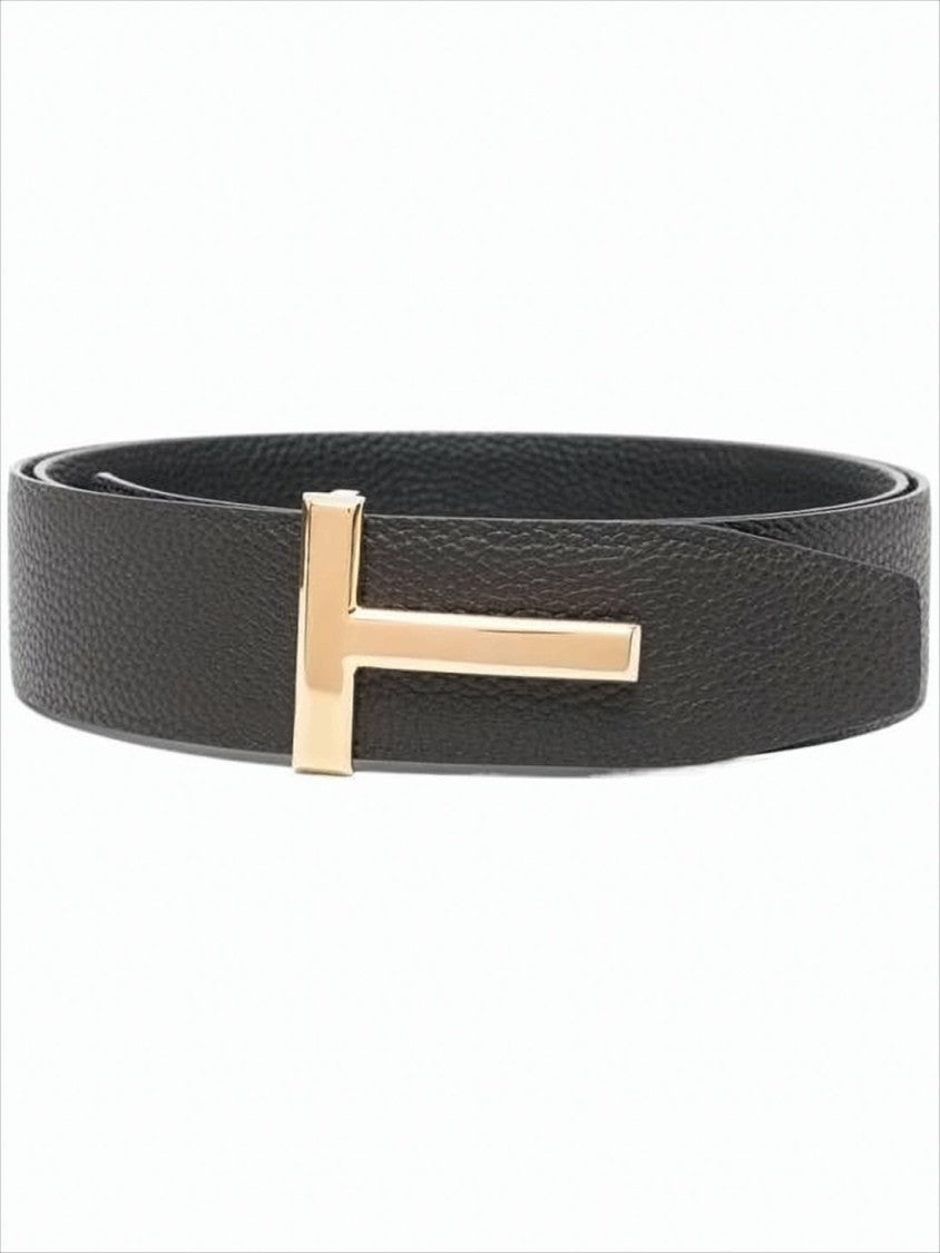 Tom Ford Textured Calf Leather Belt With T-Shaped Buckle
