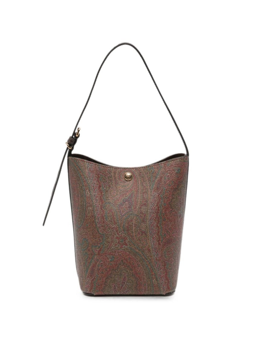Etro Arnica Paisley Print Leather Bucket Bag