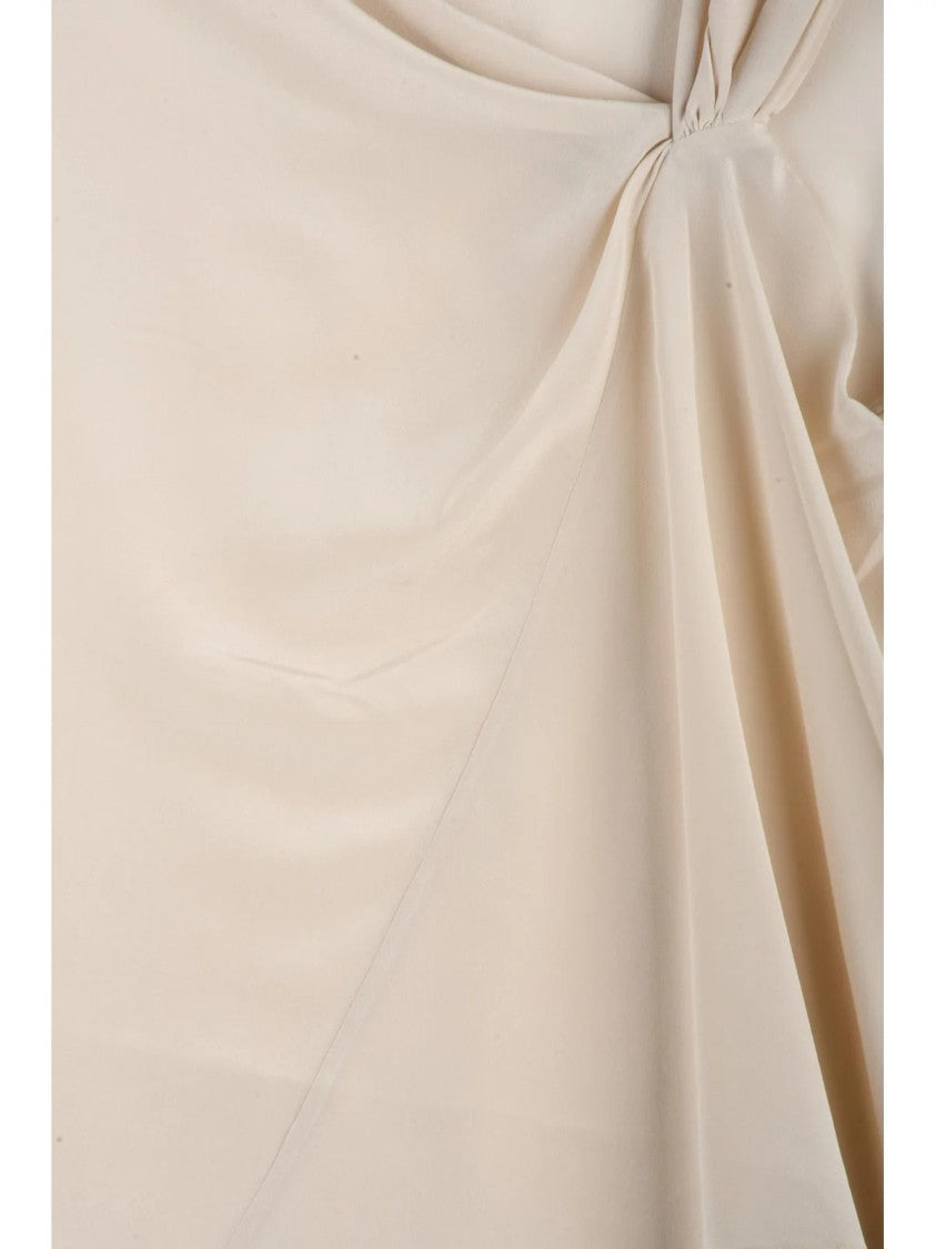 Liu Jo Beige Asymmetrical Draped Silk Tank Top