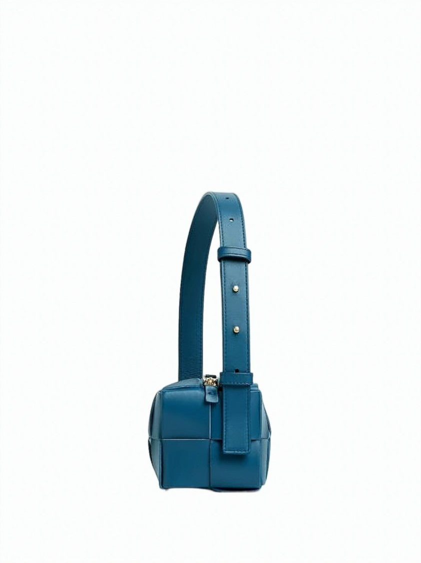 Bottega Veneta Rectangular Lambskin Leather Shoulder Bag With Woven Pattern
