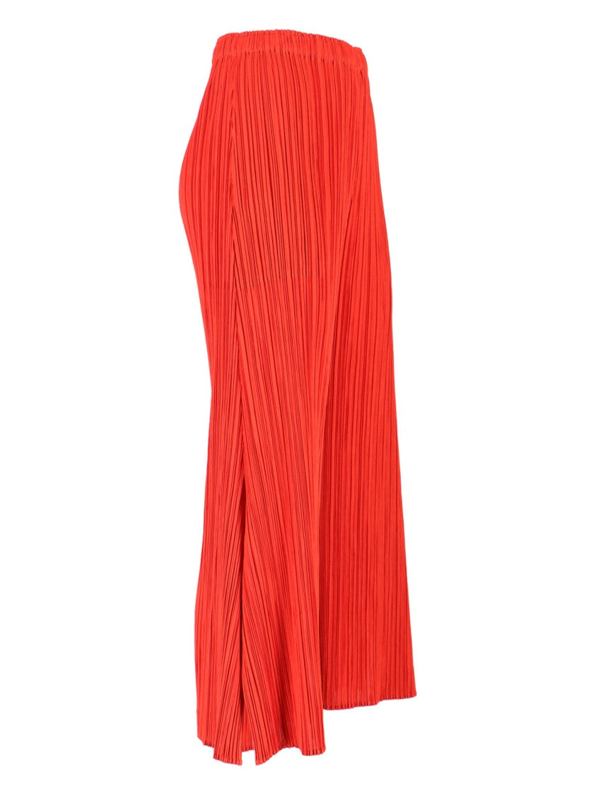Pleats Please Wide-Leg Cropped Trousers With Distinctive Pleated Texture