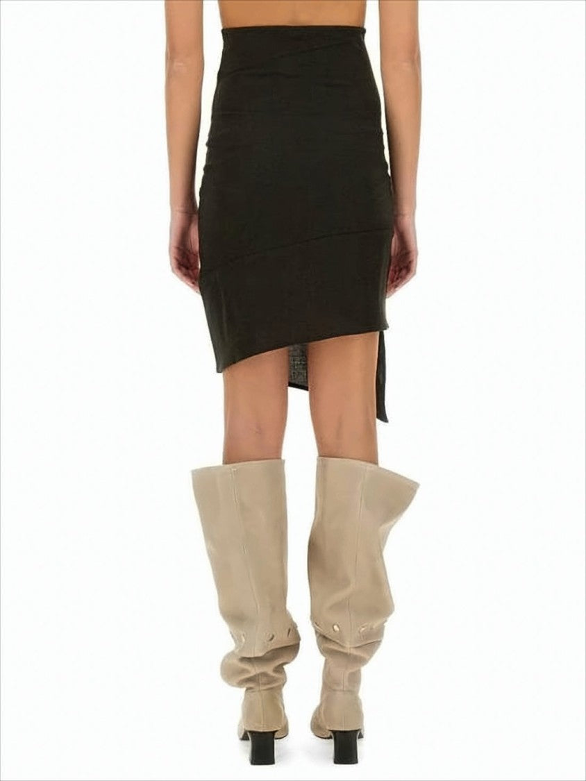 Paloma Wool Asymmetrical Black Midi Skirt With Layered Effect And Metallic Studs