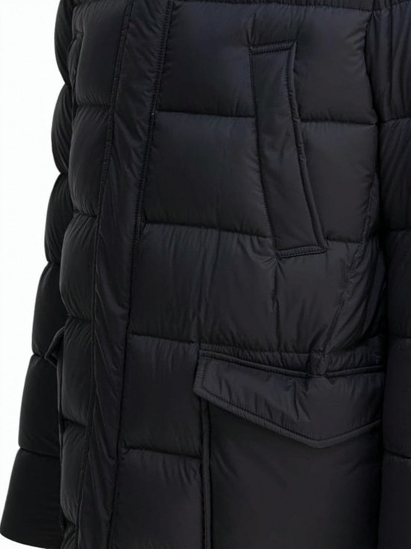 Herno Quilted Grey Down Jacket With Hood And Concealed Zipper