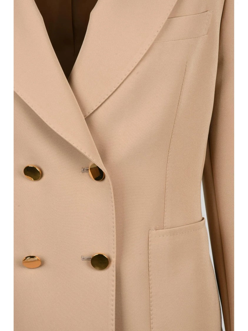 Tagliatore Biscuit Double-Breasted Gold-Tone Button Polyester Blazer