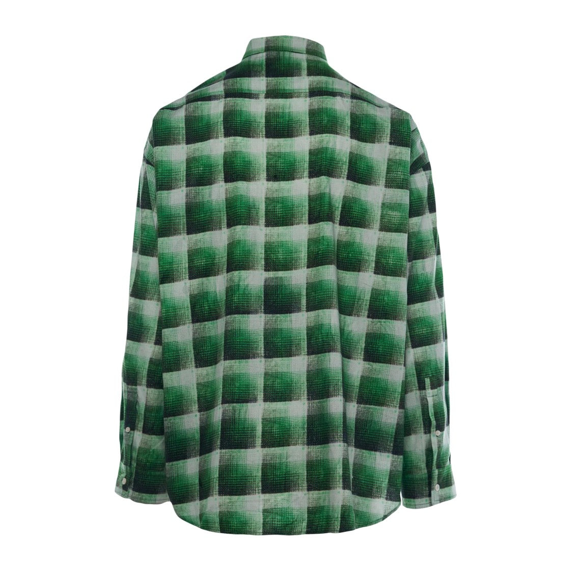 Acne Studios Vibrant Green Check Shirt With Classic Collar And Button-Down Front