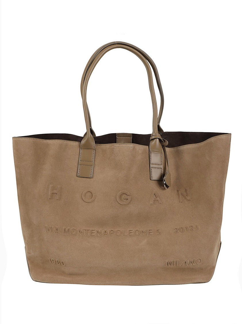 Hogan Address Medium Embossed Calf Leather Shopping Bag