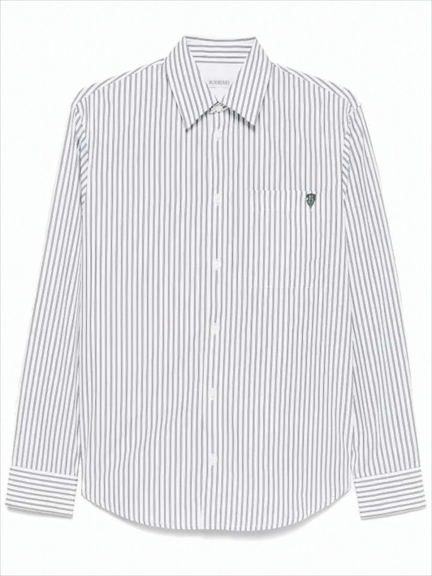Burberry Long-Sleeve Button-Up Shirt With Vertical Stripes