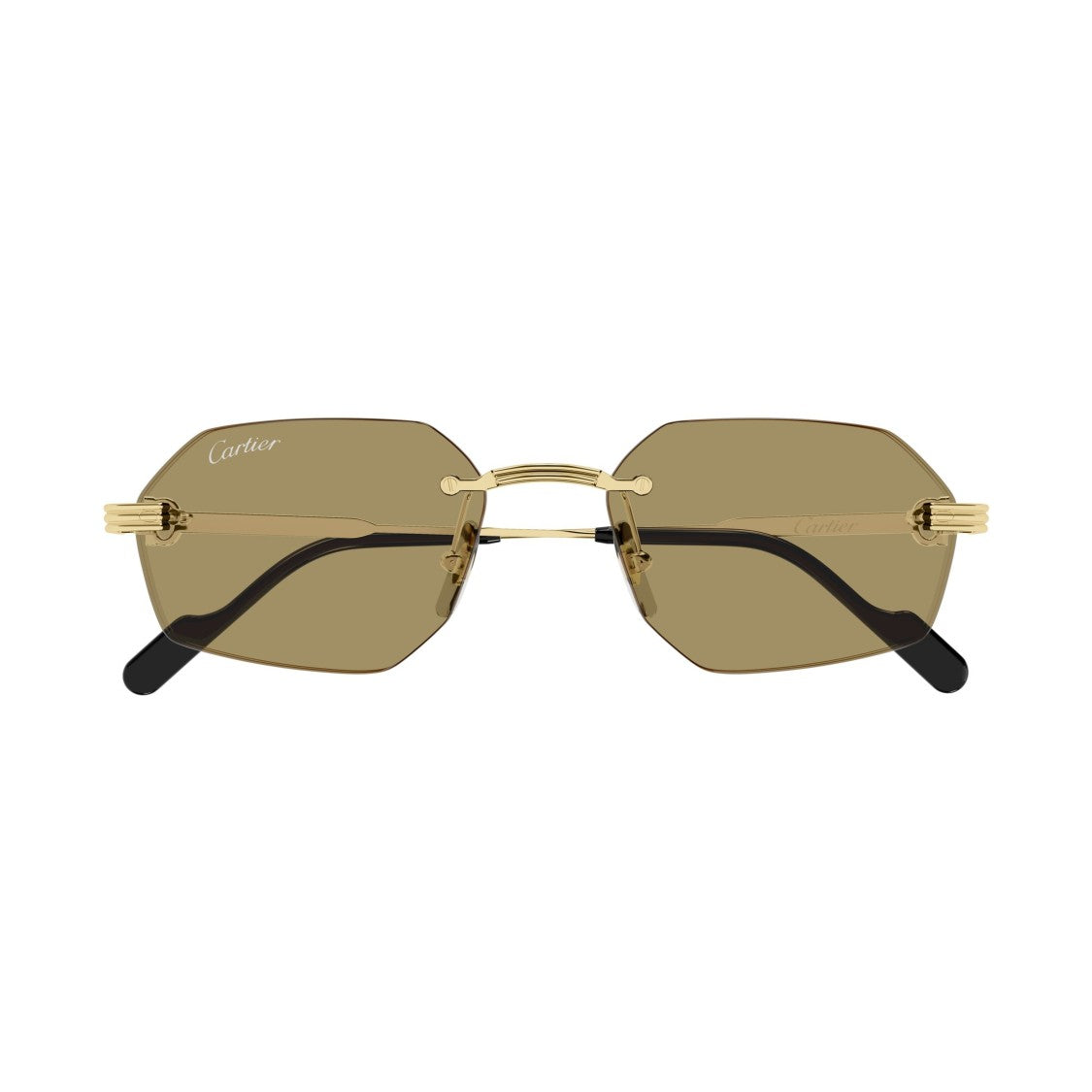 Cartier Rimless Hexagonal Sunglasses With Gold-Tone Metal Accents