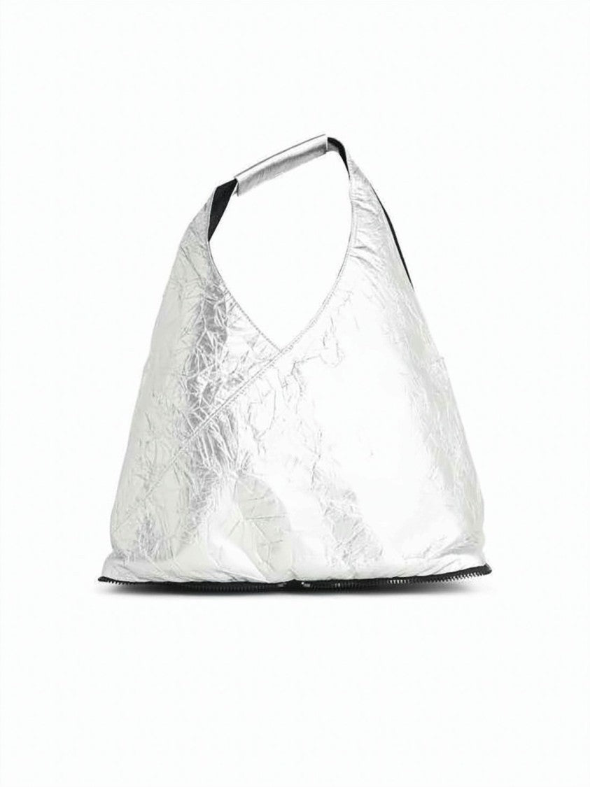 Mm6 By Maison Margiela Triangular Pouch Bag With Crinkled Metallic Finish
