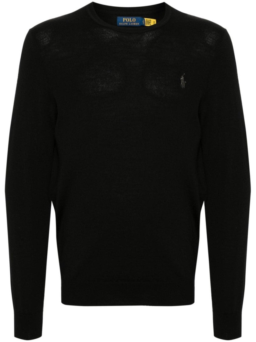 Polo Ralph Lauren Black Ribbed Knit Wool Sweater