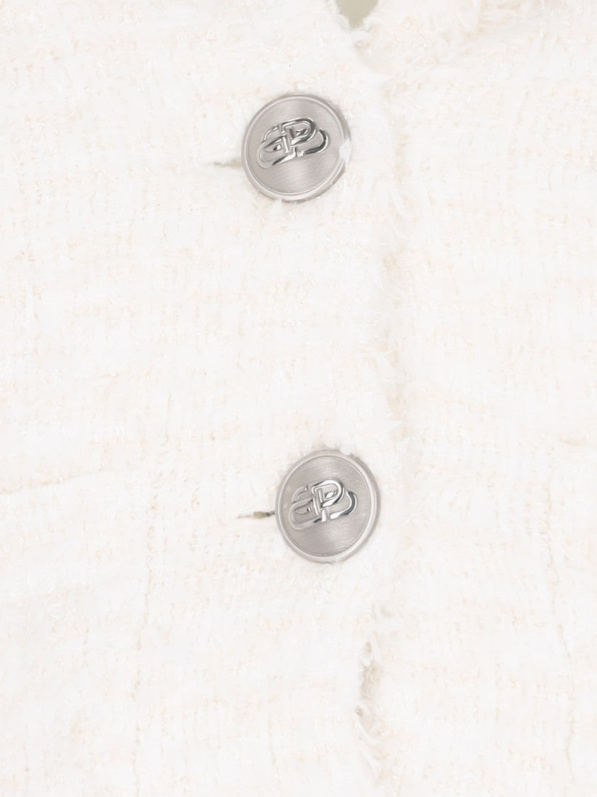 Balenciaga Crop Button Cardigan – White