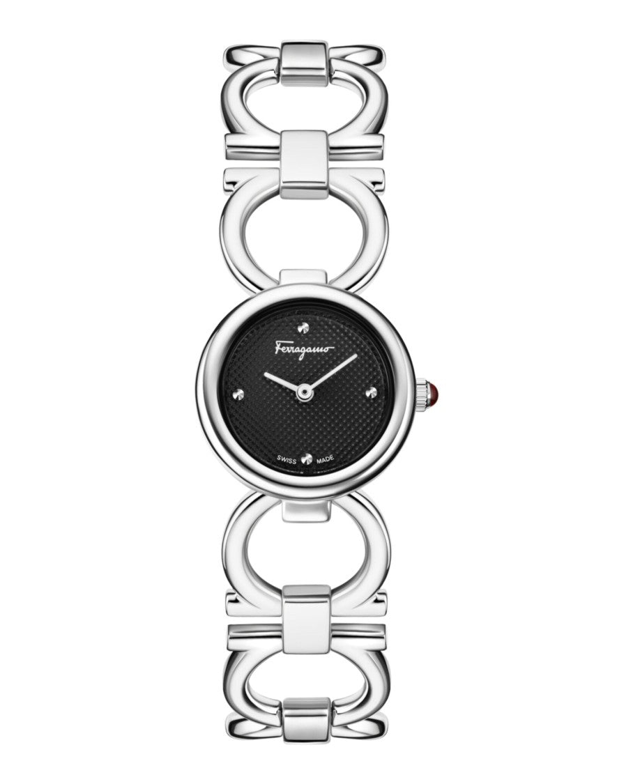 Ferragamo Double Gancini Motif Bracelet Watch In Stainless Steel