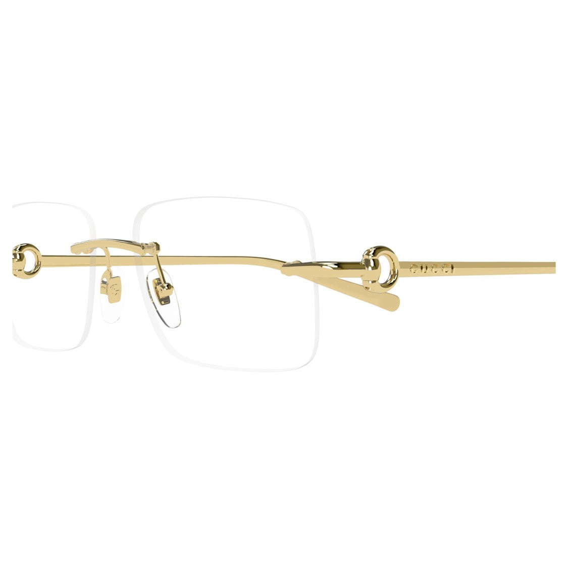 Gucci Rimless Rectangular Eyeglasses With Polished Gold-Tone Accents