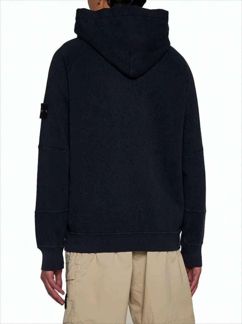 Stone Island Black Hoodie With Distinctive Patch Logo